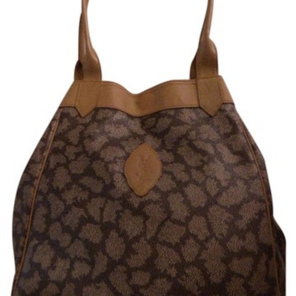 YSL Vintage Pewter Abstract Design Taupe Leather - Picture 2 of 8